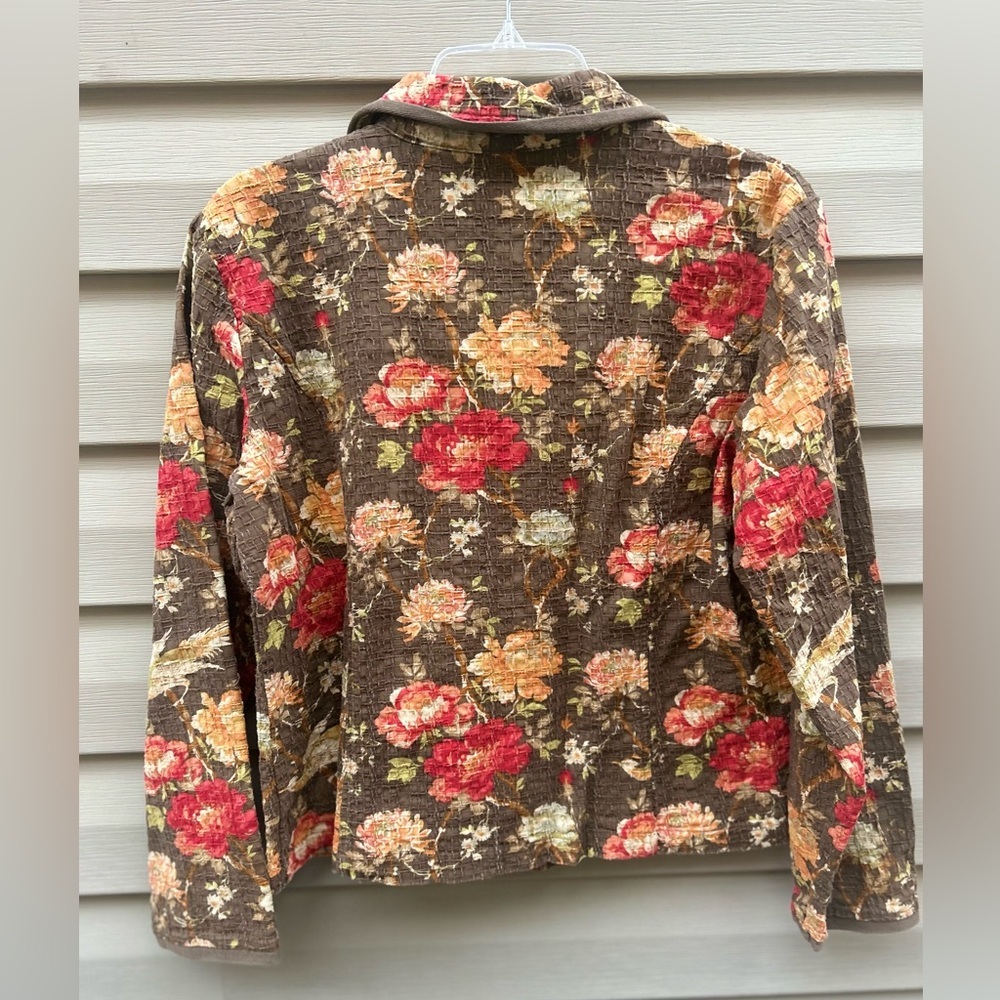 Vintage J Jill size MT Fall Floral quilted cotton jacket boho Cottagecore - Picture 4 of 4